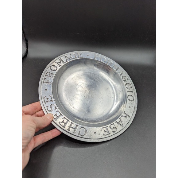 Vintage Pewter Cheese tray plate Craft American By Bon Chef Kenilworth NJ 9 inch - Picture 5 of 11